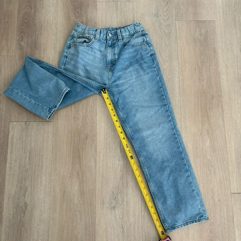 Old Navy Girls Jeans Size 14 Light Blue High Rise Slouchy Straight Leg Denim